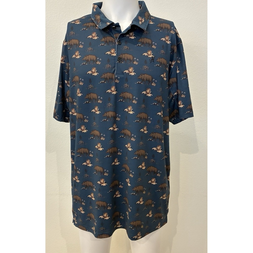 Hooey The Weekender Cowboy Golf Polo Shirt Blue Wild Boar Polo - Athletic Fit XL